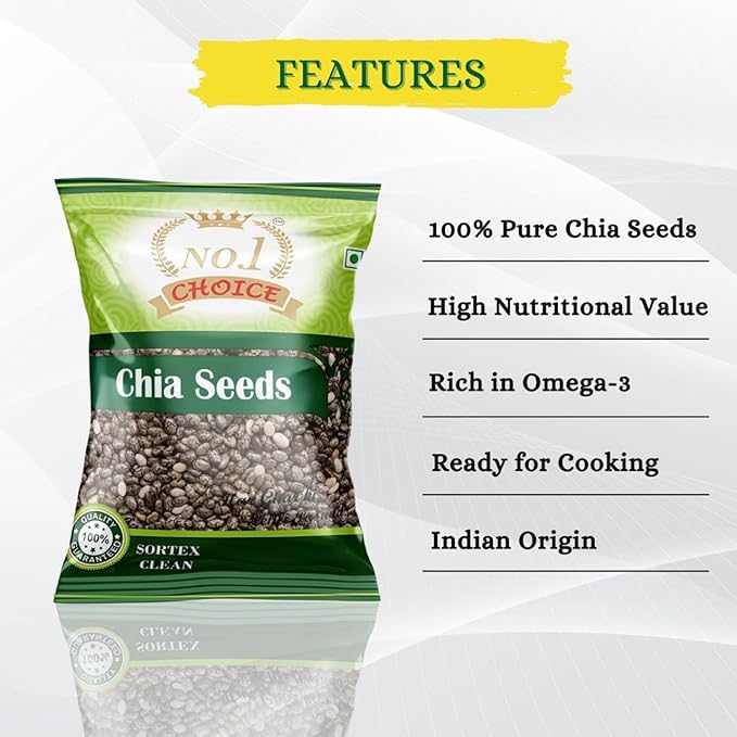 NO.1 CHOICE Premium Chia Seeds | Rich in Omega-3, Dietary Fiber, Plant Protein & Antioxidants | Raw, Unroasted, Gluten-Free Seeds for Digestion, Hydration, Smoothies, Breakfast Bowls & Nutrition