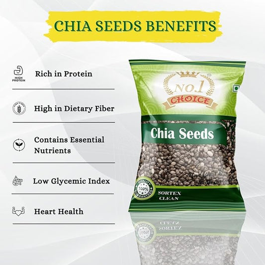 NO.1 CHOICE Premium Chia Seeds | Rich in Omega-3, Dietary Fiber, Plant Protein & Antioxidants | Raw, Unroasted, Gluten-Free Seeds for Digestion, Hydration, Smoothies, Breakfast Bowls & Nutrition
