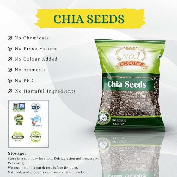 NO.1 CHOICE Premium Chia Seeds | Rich in Omega-3, Dietary Fiber, Plant Protein & Antioxidants | Raw, Unroasted, Gluten-Free Seeds for Digestion, Hydration, Smoothies, Breakfast Bowls & Nutrition