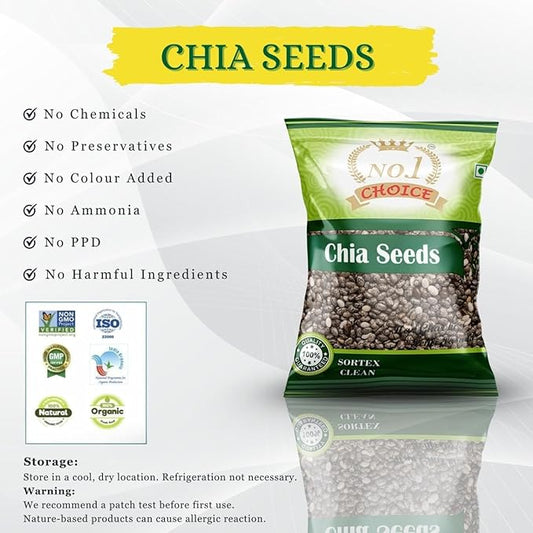 NO.1 CHOICE Premium Chia Seeds | Rich in Omega-3, Dietary Fiber, Plant Protein & Antioxidants | Raw, Unroasted, Gluten-Free Seeds for Digestion, Hydration, Smoothies, Breakfast Bowls & Nutrition