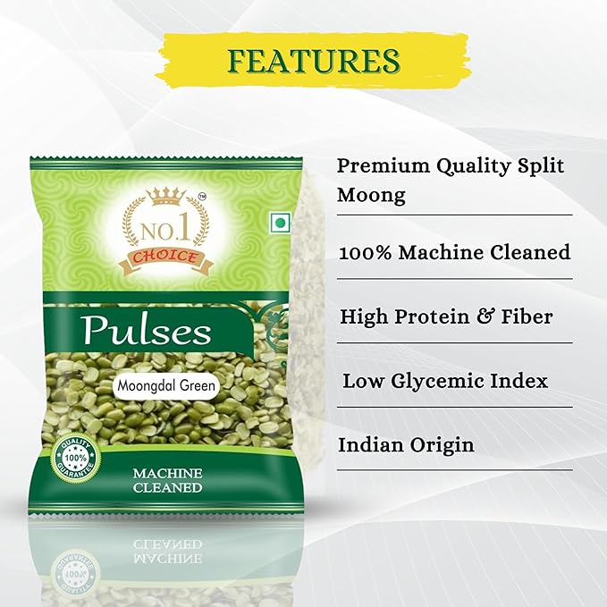 NO.1 CHOICE Green Moong Dal (Chilka / Split) | High Fiber, Helps in Weight Control, Rich in Essential Nutrients | Farm Fresh