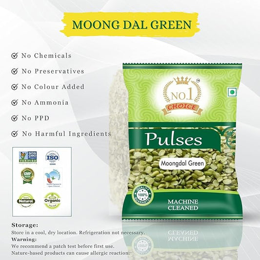 NO.1 CHOICE Green Moong Dal (Chilka / Split) | High Fiber, Helps in Weight Control, Rich in Essential Nutrients | Farm Fresh