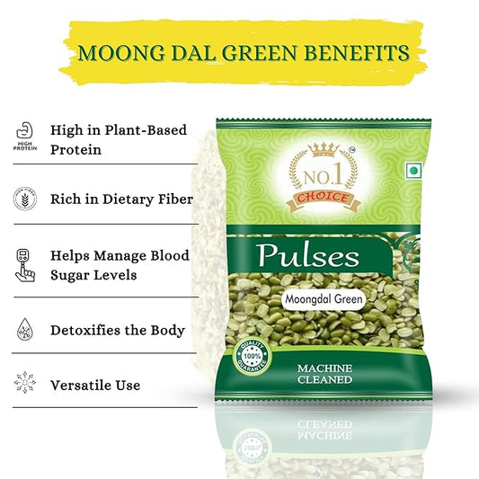 NO.1 CHOICE Green Moong Dal (Chilka / Split) | High Fiber, Helps in Weight Control, Rich in Essential Nutrients | Farm Fresh
