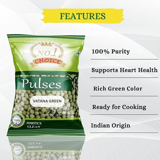 NO.1 CHOICE Premium Vatana Green (Green Matar) | Natural, Unpolished & Protein-Rich Pulses | Healthy Fiber Source for Indian Recipes, Soups & Chaats