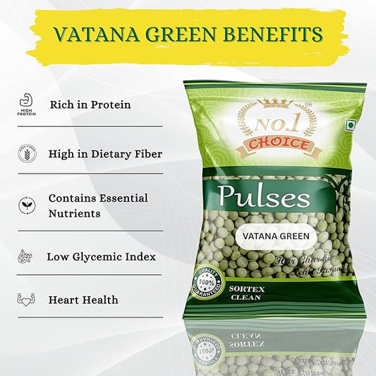 NO.1 CHOICE Premium Vatana Green (Green Matar) | Natural, Unpolished & Protein-Rich Pulses | Healthy Fiber Source for Indian Recipes, Soups & Chaats