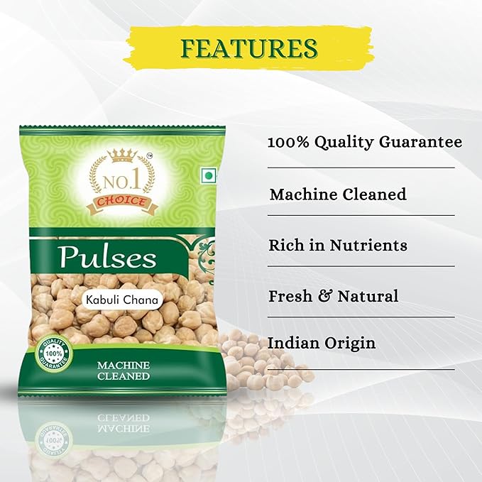 NO. 1 CHOICE Premium Kabuli Chana White Chickpeas | Bold Grains, Protein-Rich & Sortex Cleaned | Soft Cook, High Fiber & Nutritious | Ideal for Chole, Salads, Hummus, Curries & Snacks