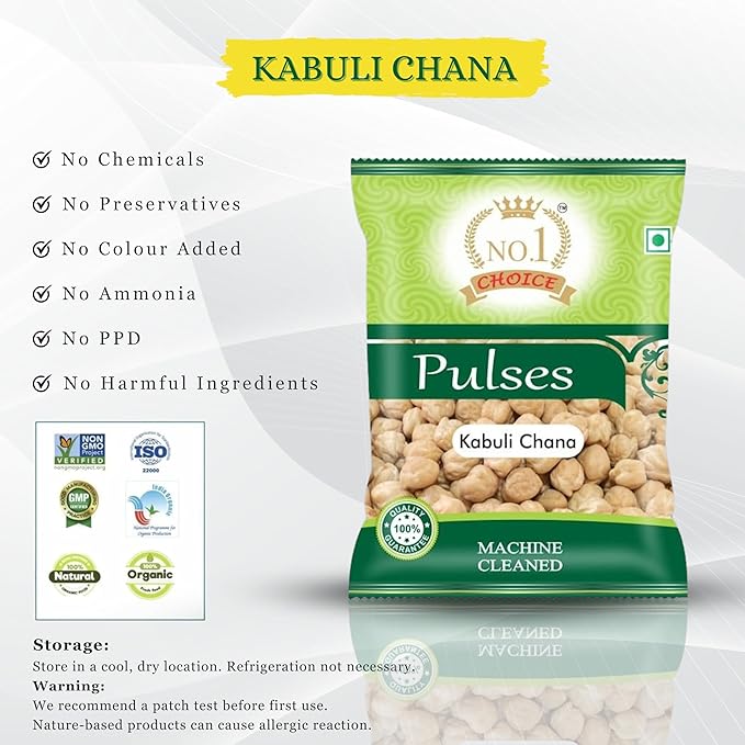 NO. 1 CHOICE Premium Kabuli Chana White Chickpeas | Bold Grains, Protein-Rich & Sortex Cleaned | Soft Cook, High Fiber & Nutritious | Ideal for Chole, Salads, Hummus, Curries & Snacks