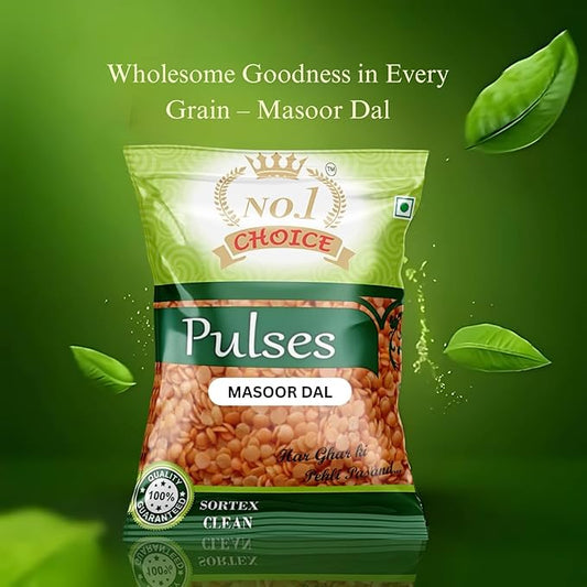 NO.1 CHOICE Masoor Dal Unpolished Red Lentils, High in Protein & Fiber, Gluten-Free, Ideal for Indian Cooking