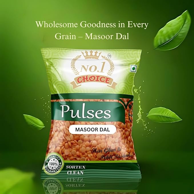 NO.1 CHOICE Masoor Dal Unpolished Red Lentils, High in Protein & Fiber, Gluten-Free, Ideal for Indian Cooking