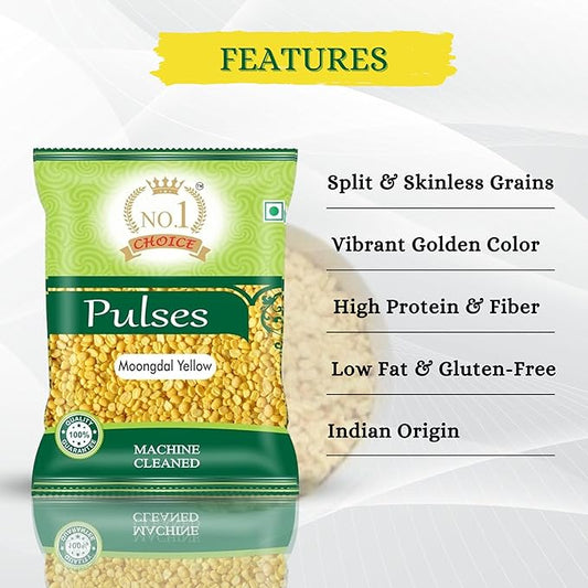 NO.1 CHOICE Premium Moong Dal Yellow (Dhuli) | Unpolished, Sortex Cleaned & Fast Cooking | Light, Easy to Digest Protein-Rich Daily | Perfect for Khichdi, Dal Tadka, Soups & Healthy Diet Meals