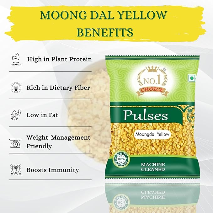NO.1 CHOICE Premium Moong Dal Yellow (Dhuli) | Unpolished, Sortex Cleaned & Fast Cooking | Light, Easy to Digest Protein-Rich Daily | Perfect for Khichdi, Dal Tadka, Soups & Healthy Diet Meals
