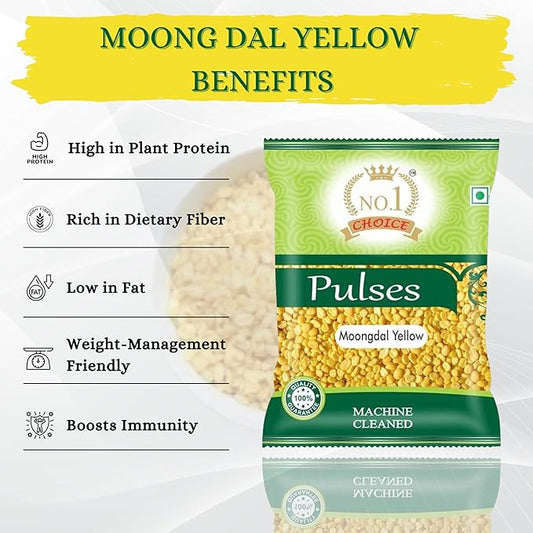 NO.1 CHOICE Premium Moong Dal Yellow (Dhuli) | Unpolished, Sortex Cleaned & Fast Cooking | Light, Easy to Digest Protein-Rich Daily | Perfect for Khichdi, Dal Tadka, Soups & Healthy Diet Meals