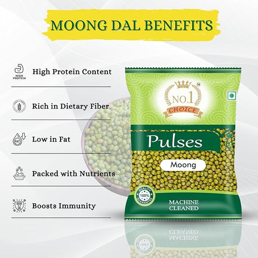 NO.1 CHOICE Whole Green Moong (Sabut Moong) | Rich in Antioxidants, Enhances Immunity, High Protein | Unpolished & Natural