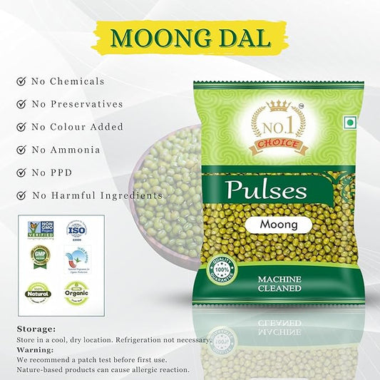 NO.1 CHOICE Whole Green Moong (Sabut Moong) | Rich in Antioxidants, Enhances Immunity, High Protein | Unpolished & Natural