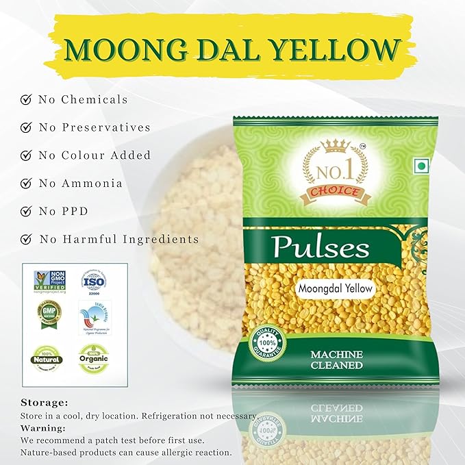 NO.1 CHOICE Premium Moong Dal Yellow (Dhuli) | Unpolished, Sortex Cleaned & Fast Cooking | Light, Easy to Digest Protein-Rich Daily | Perfect for Khichdi, Dal Tadka, Soups & Healthy Diet Meals