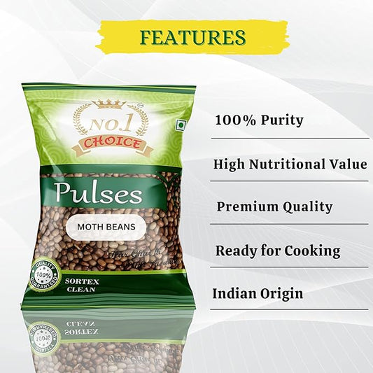 NO. 1 CHOICE Moth Beans/Matki | Unpolished, High Protein & Fiber Rich | Sortex Cleaned, Stone-Free | Fast Cooking, Nutty Flavor | Ideal for Usal, Sprouts, Khichdi, Curries & Daily Meals