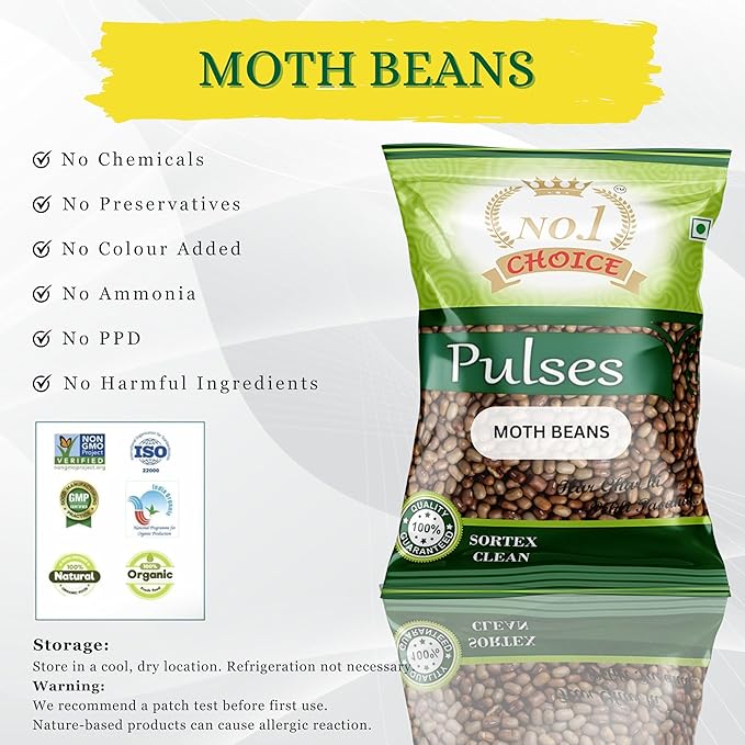 NO. 1 CHOICE Moth Beans/Matki | Unpolished, High Protein & Fiber Rich | Sortex Cleaned, Stone-Free | Fast Cooking, Nutty Flavor | Ideal for Usal, Sprouts, Khichdi, Curries & Daily Meals