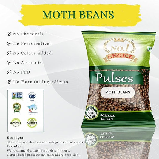 NO. 1 CHOICE Moth Beans/Matki | Unpolished, High Protein & Fiber Rich | Sortex Cleaned, Stone-Free | Fast Cooking, Nutty Flavor | Ideal for Usal, Sprouts, Khichdi, Curries & Daily Meals
