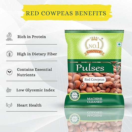 NO.1 CHOICE Red Cowpeas (Red Lobia) | 100% Natural Pulses | High Protein, Fiber-Rich, Diabetic-Friendly Superfood | Ideal for Curries, Chana Masala & Salads