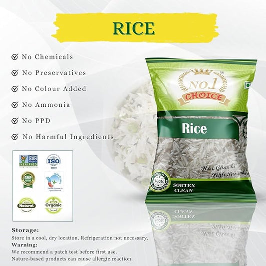 NO.1 CHOICE Premium Indian Rice | 100% Pure & Natural Long Grain Rice | Non-Sticky Texture, High Nutritional Value & Delicious Taste | Ideal for Daily Cooking, Steamed Rice, Pulao, Fried Rice and Healthy Meals