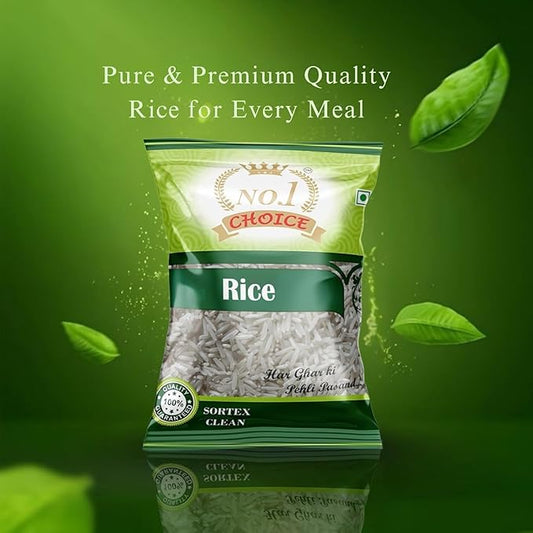 NO.1 CHOICE Premium Indian Rice | 100% Pure & Natural Long Grain Rice | Non-Sticky Texture, High Nutritional Value & Delicious Taste | Ideal for Daily Cooking, Steamed Rice, Pulao, Fried Rice and Healthy Meals