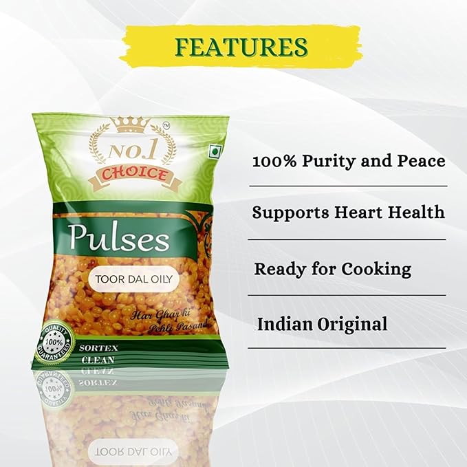 NO.1 CHOICE Toor Dal Oily | Premium Pigeon Peas Coated with Edible Oil | Rich in Protein & Flavor | Sortex Cleaned, Fresh & Easy to Cook | Ideal for Dal, Sambhar & Everyday Indian Recipes