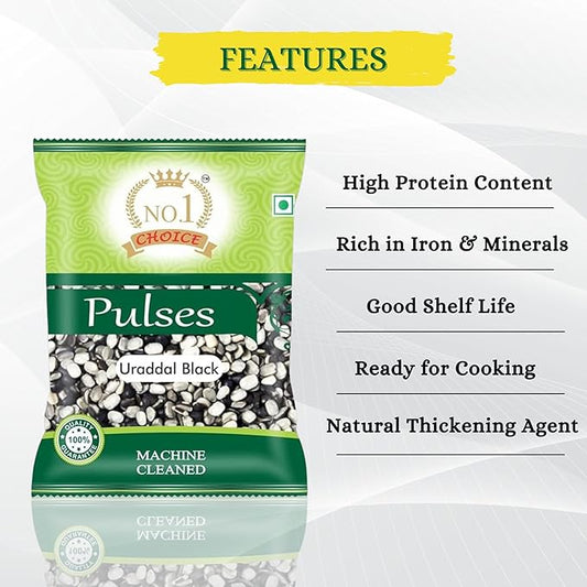NO.1 CHOICE Black Urad Split/Chilka | Unpolished Kali Urad Dal | Protein-Rich & Natural | High Fiber & Iron | Ideal for Dal Makhani, Idli, Dosa & Traditional Indian Recipes