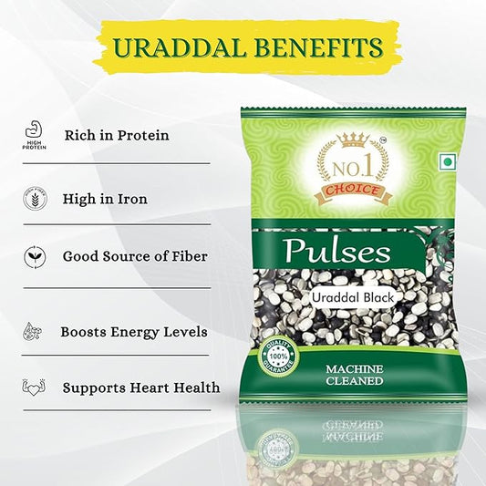NO.1 CHOICE Black Urad Split/Chilka | Unpolished Kali Urad Dal | Protein-Rich & Natural | High Fiber & Iron | Ideal for Dal Makhani, Idli, Dosa & Traditional Indian Recipes