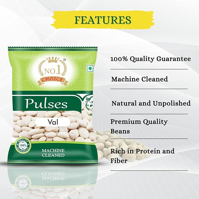 NO. 1 CHOICE Val Beans | Unpolished, High Protein & Fiber-Rich | Sortex Cleaned, Stone-Free | Soft Cooking, Rich Aroma & Authentic Taste | Ideal for Usal, Dal, Curries & Maharashtrian Recipes