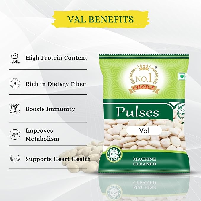 NO. 1 CHOICE Val Beans | Unpolished, High Protein & Fiber-Rich | Sortex Cleaned, Stone-Free | Soft Cooking, Rich Aroma & Authentic Taste | Ideal for Usal, Dal, Curries & Maharashtrian Recipes