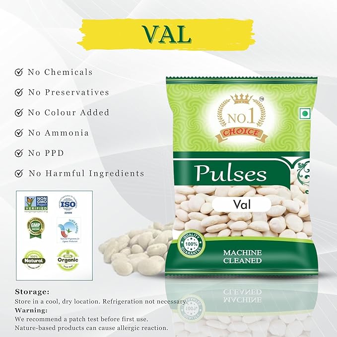 NO. 1 CHOICE Val Beans | Unpolished, High Protein & Fiber-Rich | Sortex Cleaned, Stone-Free | Soft Cooking, Rich Aroma & Authentic Taste | Ideal for Usal, Dal, Curries & Maharashtrian Recipes