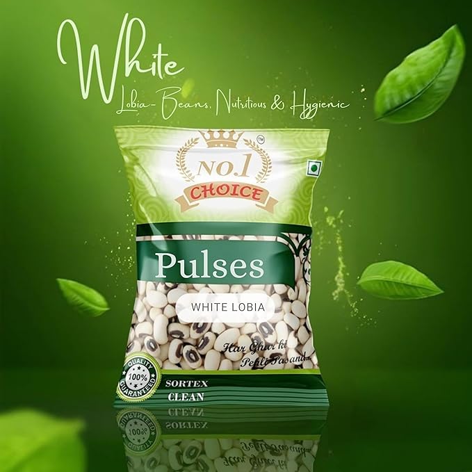 NO. 1 CHOICE White Lobia/Cowpeas | Unpolished, Protein & Fiber Rich | Sortex Cleaned, Stone-Free | Fast Cooking, Soft Texture | Ideal for Salads, Curries, Chaat & Everyday Healthy Meals
