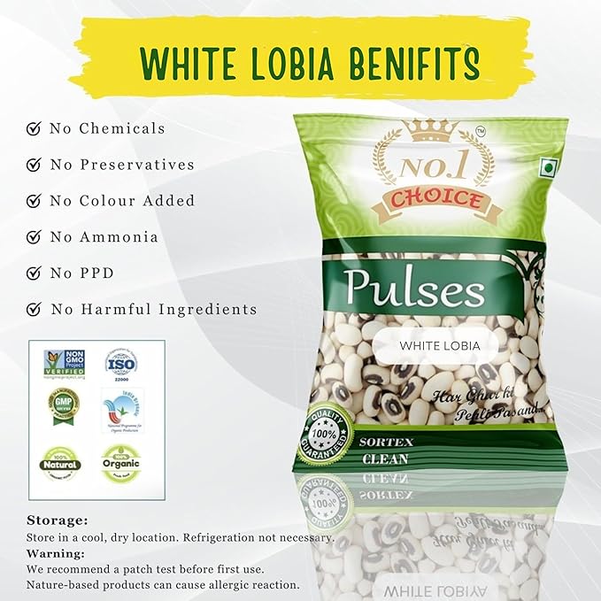 NO. 1 CHOICE White Lobia/Cowpeas | Unpolished, Protein & Fiber Rich | Sortex Cleaned, Stone-Free | Fast Cooking, Soft Texture | Ideal for Salads, Curries, Chaat & Everyday Healthy Meals
