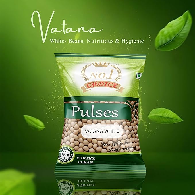 NO.1 CHOICE Vatana White (White Matar) | 100% Natural & Unpolished White Peas | High Protein & Fiber-Rich Pulses | Ragda, Curries, Usal, Snacks & Sprouting | Hygienically Packed