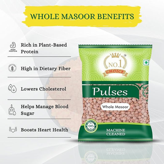 NO.1 CHOICE Whole Masoor Clean & Natural Red Lentils, Non-GMO, Gluten-Free, Packed in Food-Grade Material