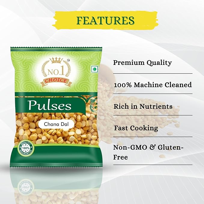NO.1 CHOICE Premium Chana Dal | Unpolished, Protein-Rich, Sortex Cleaned Split Bengal Gram | Fast Cooking & High Fiber | Ideal for Dal Fry, Besan Preparation, Chutneys & Indian Daily Meals