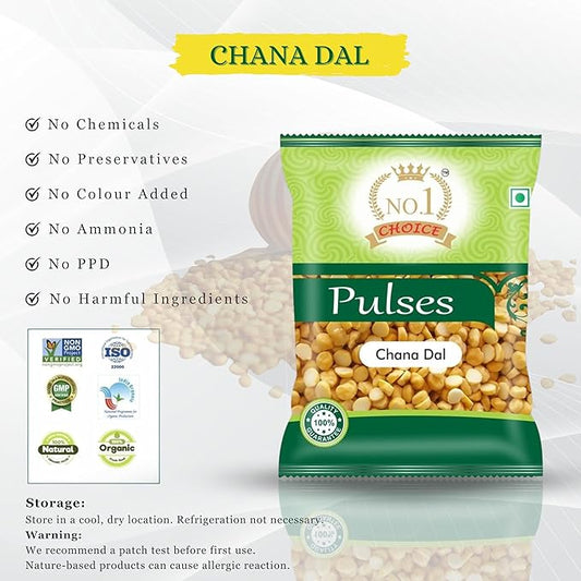 NO.1 CHOICE Premium Chana Dal | Unpolished, Protein-Rich, Sortex Cleaned Split Bengal Gram | Fast Cooking & High Fiber | Ideal for Dal Fry, Besan Preparation, Chutneys & Indian Daily Meals