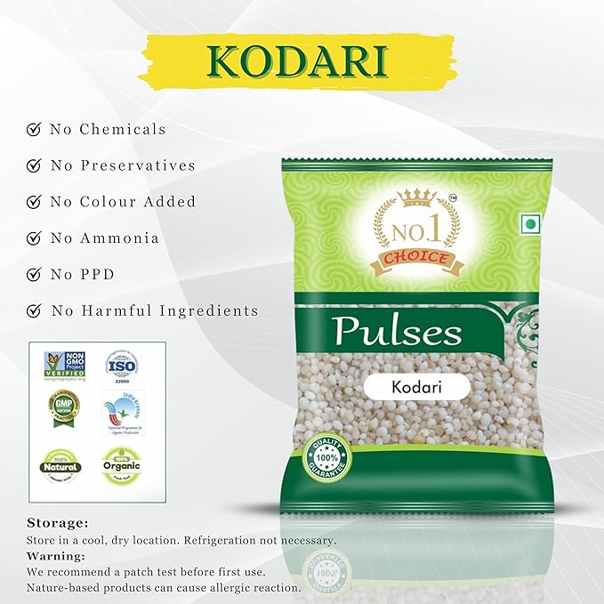 NO.1 CHOICE Kodo Millet | Unpolished, Gluten-Free & Fiber Rich | High Protein, Low GI Ancient Grain | Cleaned, Stone-Free & Hygienically Packed | Ideal for Khichdi, Upma, Pongal & Healthy Meals
