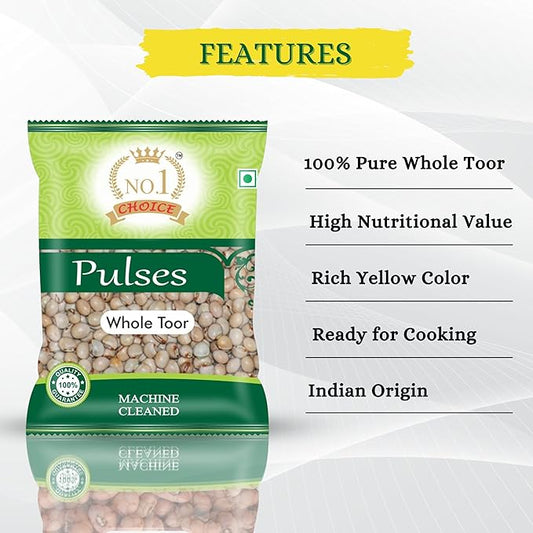 NO.1 CHOICE Toor Whole | Natural & Fresh Arhar Dal | Protein-Rich & Easy to Cook | No Preservatives | Ideal for Traditional Dal, Sambhar, Khichdi & Everyday Indian Recipes